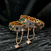 Polki and Ruby Bangles - BN-38 Chikoo