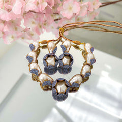 Moti e Phool Shine Pearl Necklace Set - S-50 Chikoo