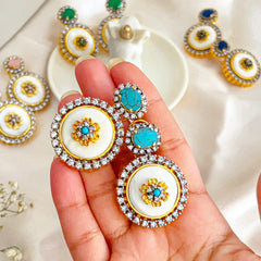 Ayzel Button Bloom Gemstone Earrings ER-75