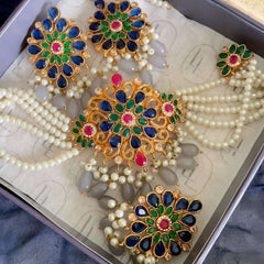 Pearl Zircon Choker Set (CS-01) Chikoo