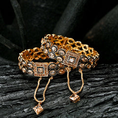 Polki and Ruby Bangles - BN-38 Chikoo