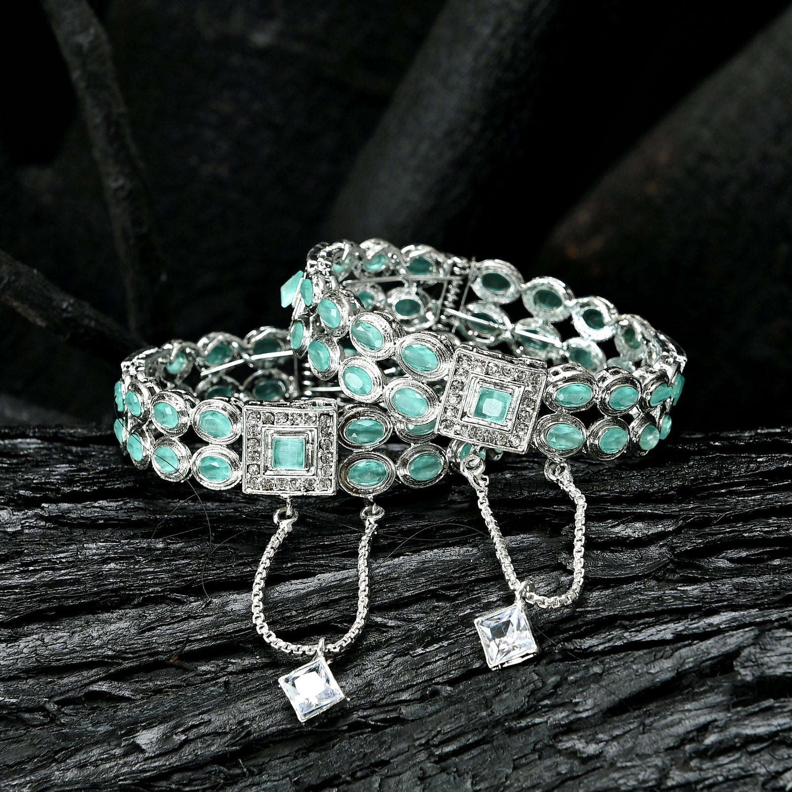 Emerald Zircon Bangles - BN-41 Chikoo