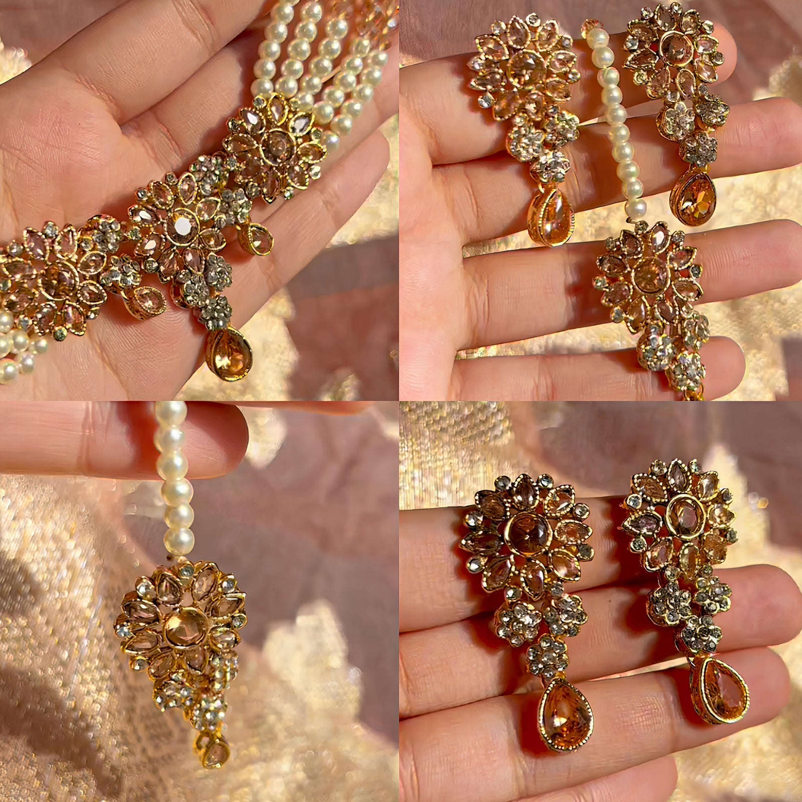 Pearl Charm Fantasy Choker Set CS-43 Chikoo