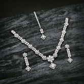 Crystal Cascade Jewellery Set - (S-12) Chikoo