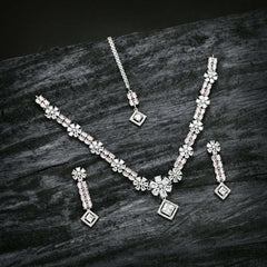 Crystal Cascade Jewellery Set - (S-12) Chikoo