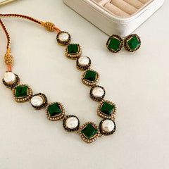 Nur-e-Heer Noir Charm Necklace Set - S-59 Chikoo