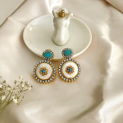 Ayzel Button Bloom Gemstone Earrings ER-75