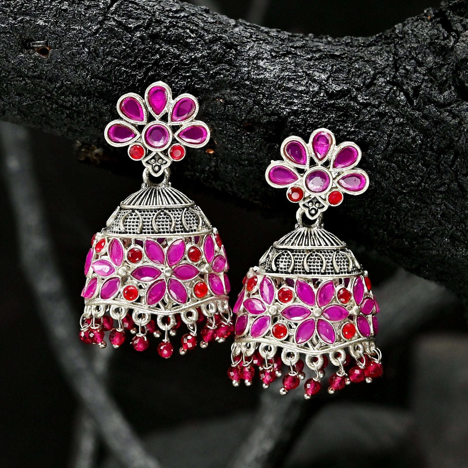 Oxidised Plated Jhumki - JK-21 Chikoo