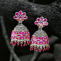 Oxidised Plated Jhumki - JK-21 Chikoo