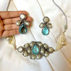 Heera-e-Hunar Mother of Pearls Gemstones Set - S-45 Chikoo