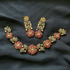 Noor e Laiyl Mifnoghht Garden Necklace Set - S-54 Chikoo