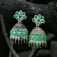 Oxidised Plated Jhumki - JK-21 Chikoo