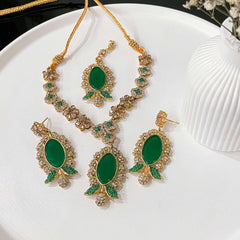 Gul-e-Rena Crimson Necklace Set S-53 Chikoo
