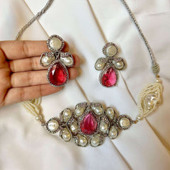 Heera-e-Hunar Mother of Pearls Gemstones Set - S-45 Chikoo