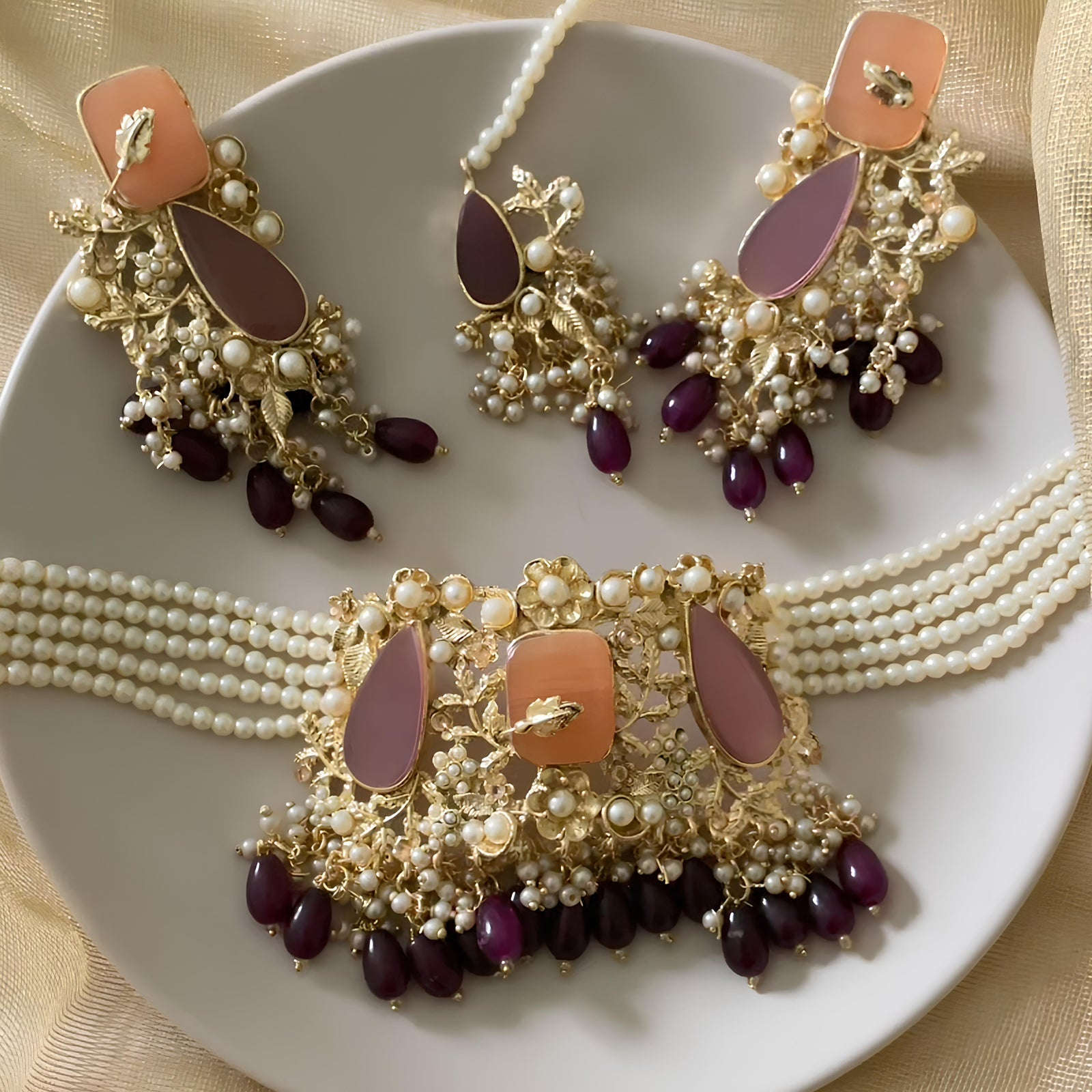 Emerald Pearl Enchantment Choker Set - (CS-08) Chikoo