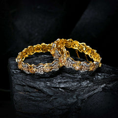 Enchanting Quartz (Gold Plated) Bangles - (BN-11) Chikoo