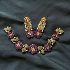 Noor e Laiyl Mifnoghht Garden Necklace Set - S-54 Chikoo