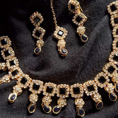 Sheesh Husn Choker Set (Diamond Drop Necklace Set S-43) Chikoo
