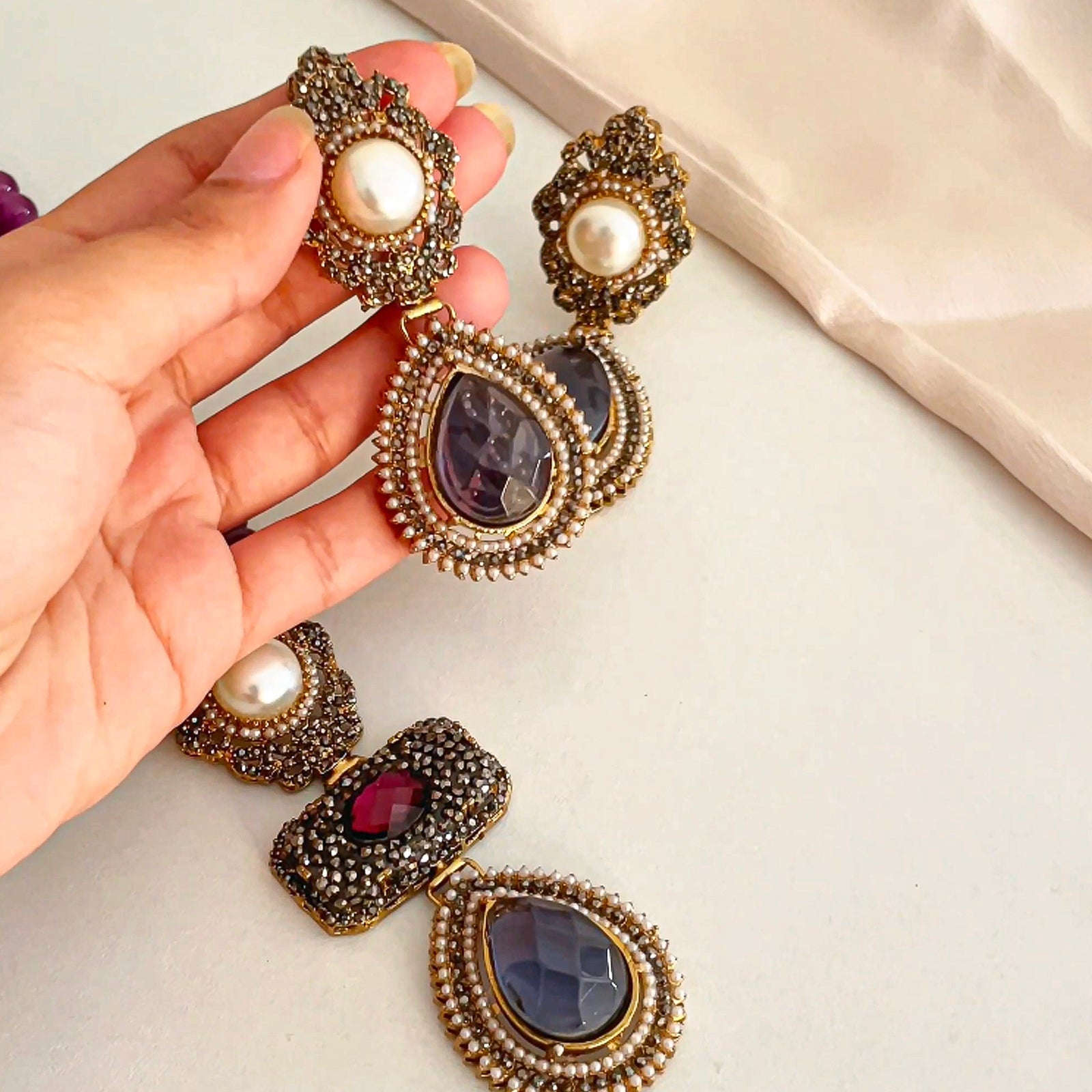 Alara Pearls and Gemstone Turkish Mala - S-56 Chikoo