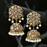 Vintage Kundan Jhumki - (JK-22) Chikoo