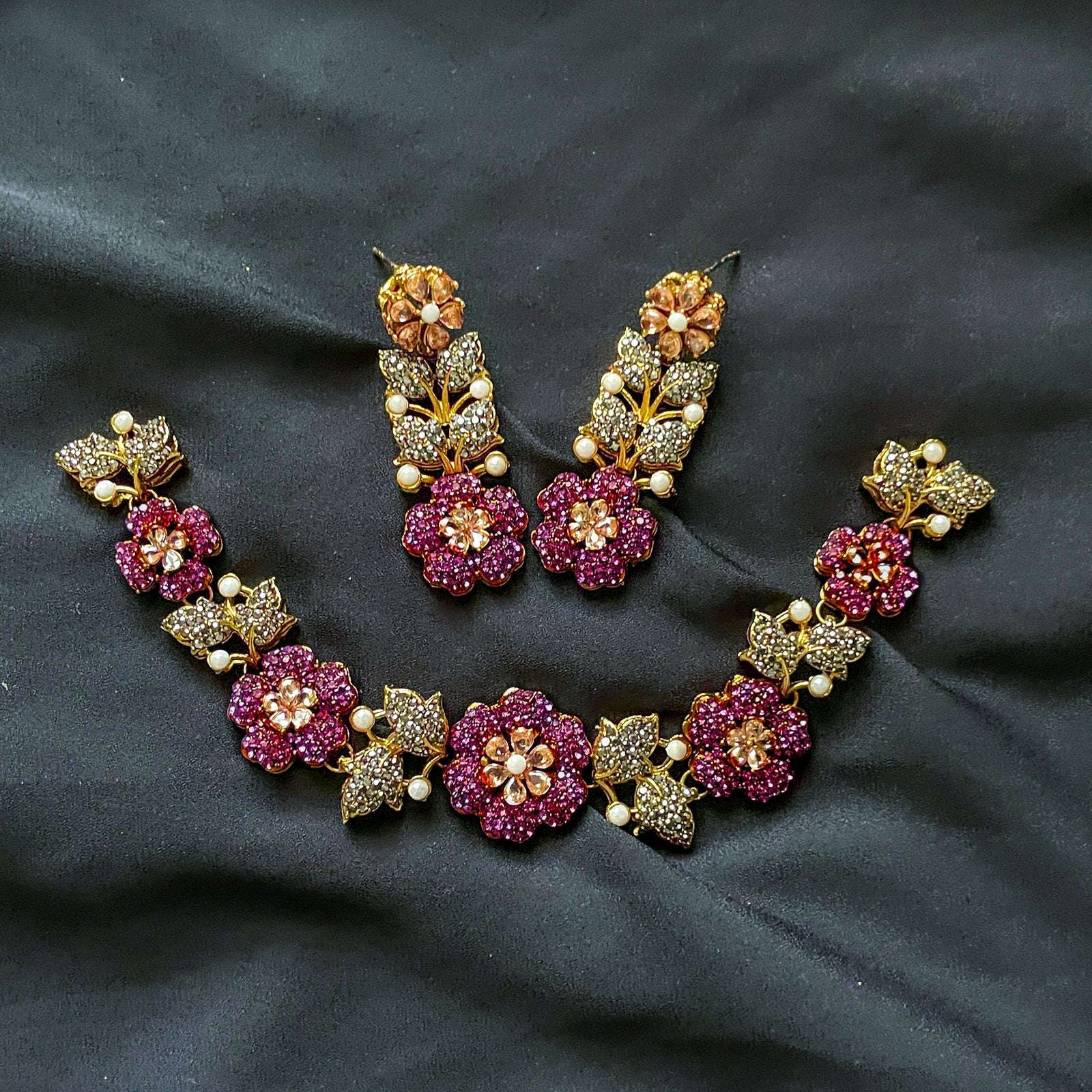 Noor e Laiyl Mifnoghht Garden Necklace Set - S-54 Chikoo