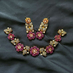 Noor e Laiyl Mifnoghht Garden Necklace Set - S-54 Chikoo
