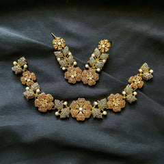 Noor e Laiyl Mifnoghht Garden Necklace Set - S-54 Chikoo