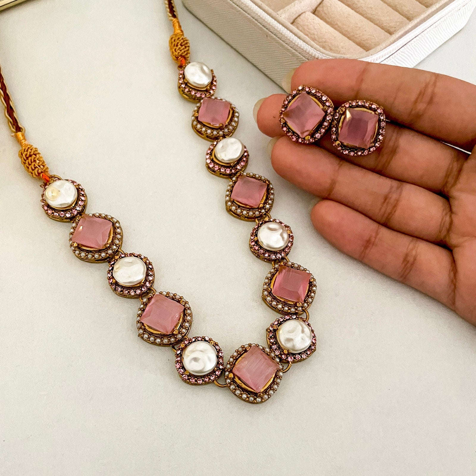 Nur-e-Heer Noir Charm Necklace Set - S-59 Chikoo