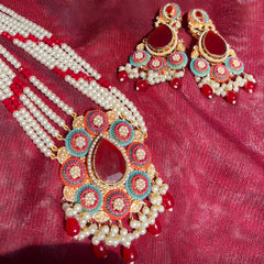 Whispering Pearls Mala & Earrings (S-32)