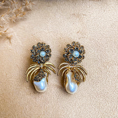 Mushk e Moti Flower Pearl Earrings - ER-93