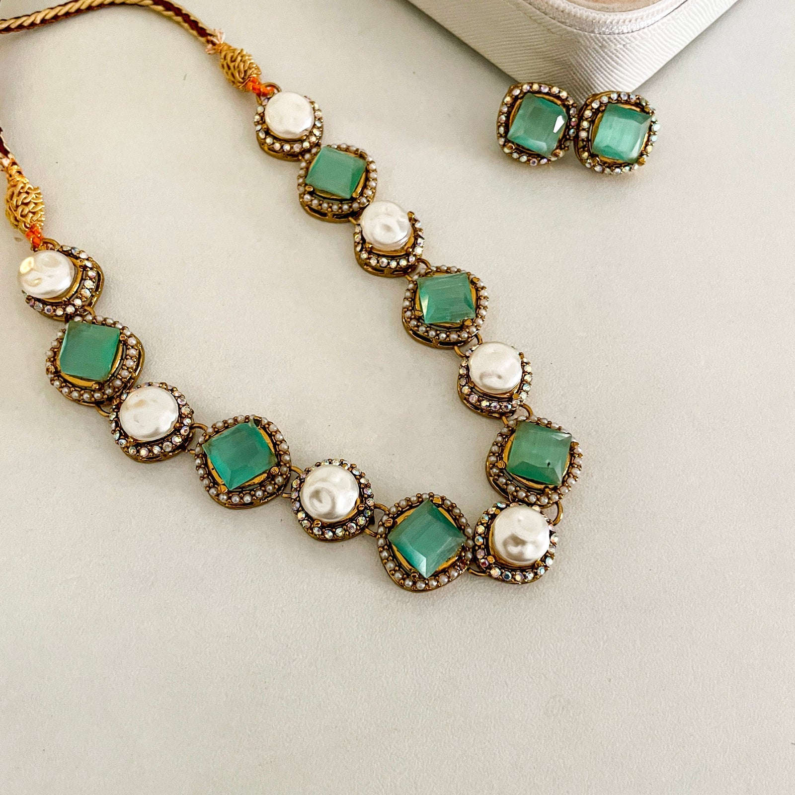 Nur-e-Heer Noir Charm Necklace Set - S-59 Chikoo