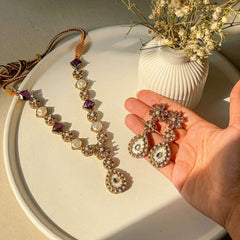 Gul e Haseen Enchanted Lotus Necklace Set - S-55 Chikoo