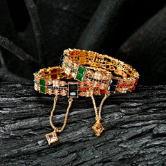 Crimson and Gold Fusion Zircon Bangles - BN-40