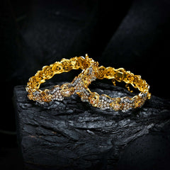 Enchanting Quartz (Gold Plated) Bangles - (BN-11) Chikoo