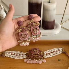 Naureen Half Choker Set - CS-44 Chikoo