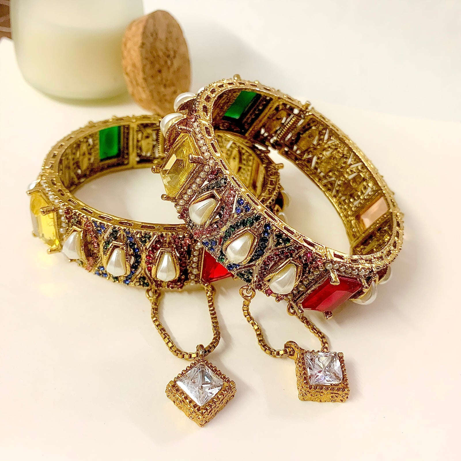 Kangan - Empress of Pearls & Stones - BN-45 Chikoo