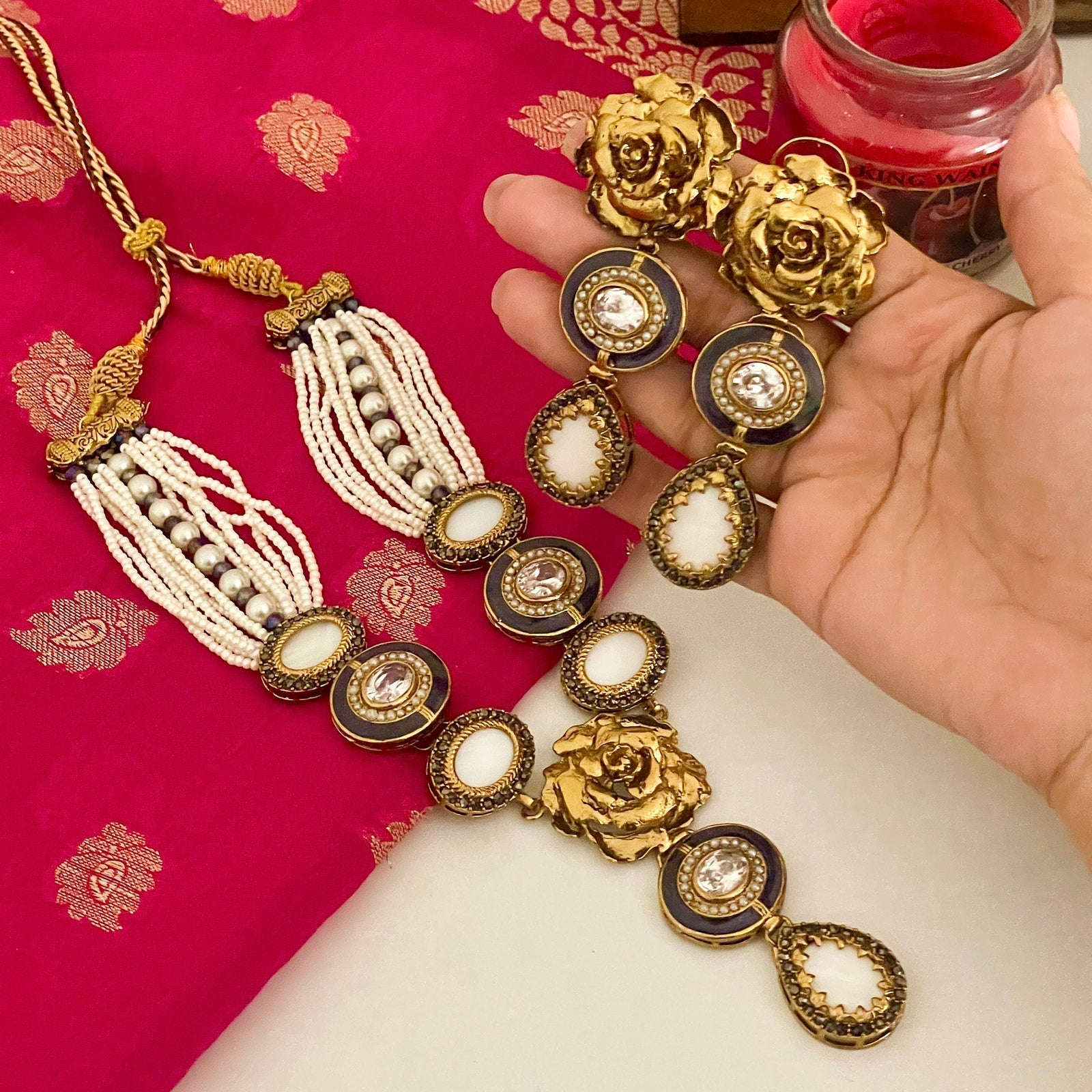 Noor-e-Jahan Half Meena Set - S-46 Chikoo
