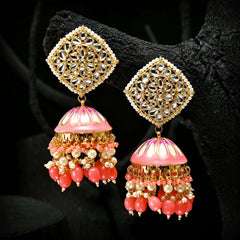 Golden Twilight Jhumkas - (JK-05) Chikoo