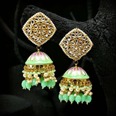 Golden Twilight Jhumkas - (JK-05) Chikoo