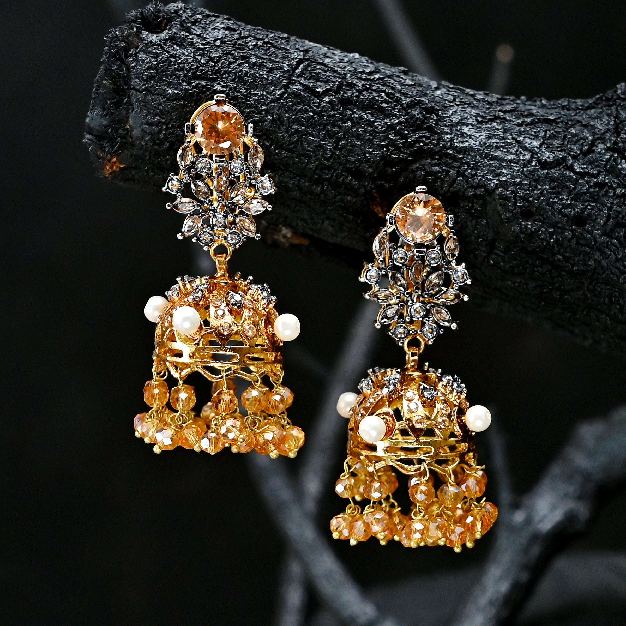Round Radiance Jhumki - (JK-20) Chikoo