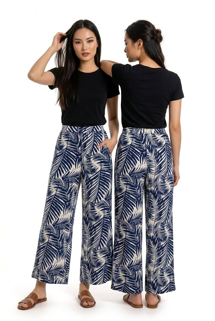 Women Tropical Leaf Wide Leg Pants Set 🌿✨ (CNS-041)