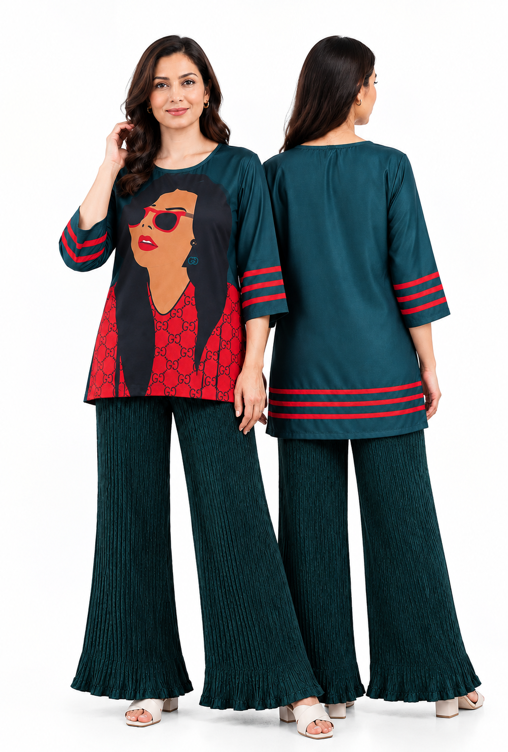 Women's Bold Icon Pajama Set Luxury & Confident 🔴✨ (CNS-074)