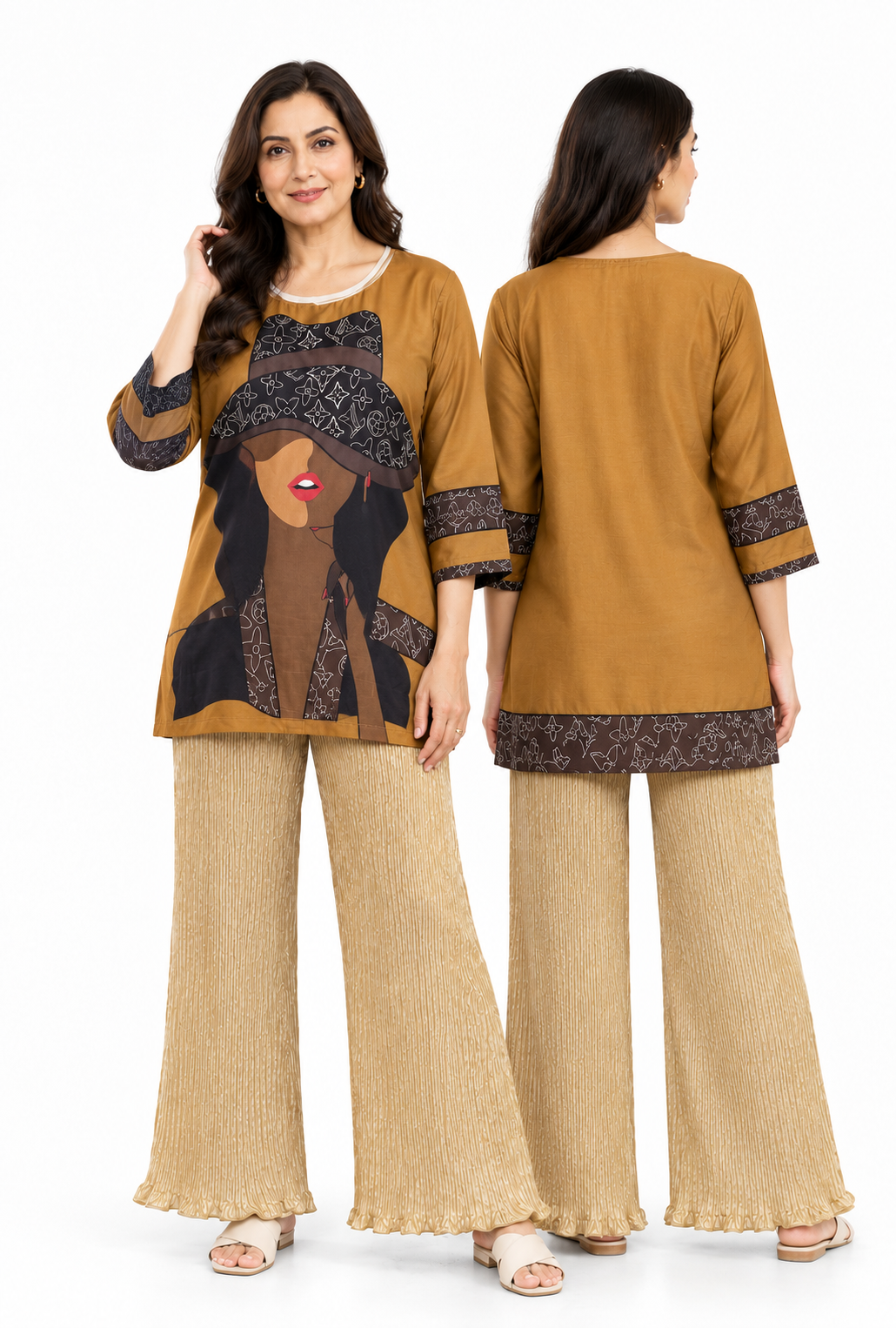 Women's Artisan Soul Pajama Set Warm & Artistic 🧡🤎 (CNS-076)