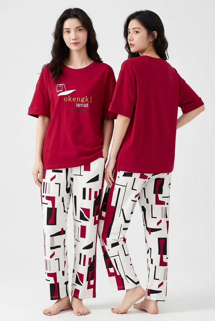 Women's Graphic Geo Abstract PJs Set 🖤❤️