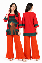 Women's Crimson Courage Pajama Set Striking & Bold 🔴💚 (CNS-077)