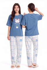 Women's Excellent Day Pajama Set Optimistic & Calm 💙🐰 (CNS-065)