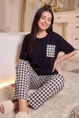 Women's Classic Gingham Pajama Set Crisp & Timeless ⬜⬛ (CNS-050)
