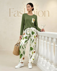 Women's Botanical Floral Pocket PJs Set 🌿🌸
