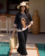 Women's Elegant Icon Pajama Set Sophisticated & Luxe ✨⚫ (CNS-078)