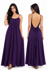 Women's Burgundy Elegance Backless Dress Sophisticated & Alluring 🍷✨ (CNS-079)
